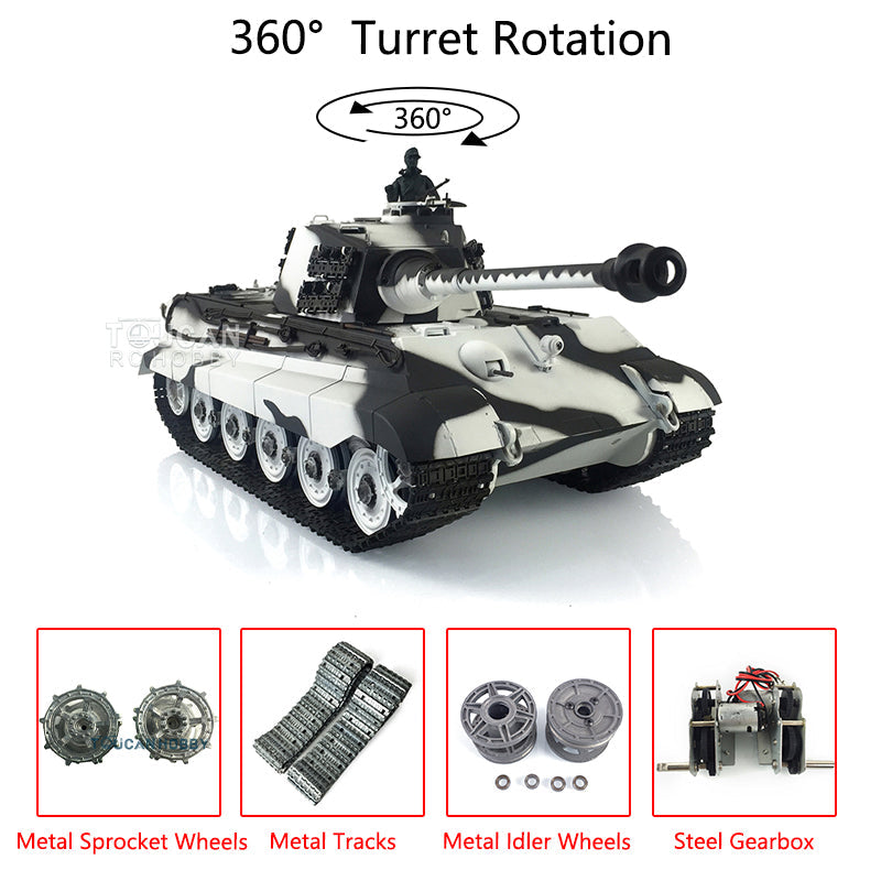 1/16 Henglong German King Tiger RC Tank - 7.0 Upgraded Version with 360° Rotating Turret, Metal Tracks & BB Shooting | Remote Control Military Vehicle for Adults & Collectors | Battle Simulation & Display Model