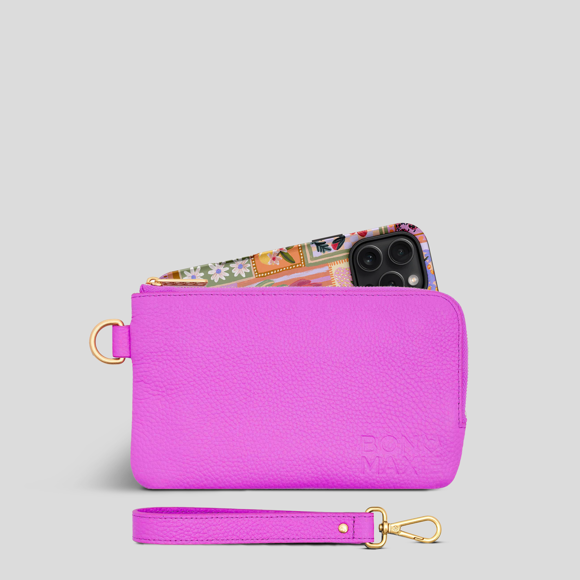 Premium Genuine Leather Phone Wallet Pouch with RFID Protection - Fuchsia Pink for Women | Slim Card Holder & Phone Case Combo | Perfect for Everyday Use, Travel, and Gift Giving