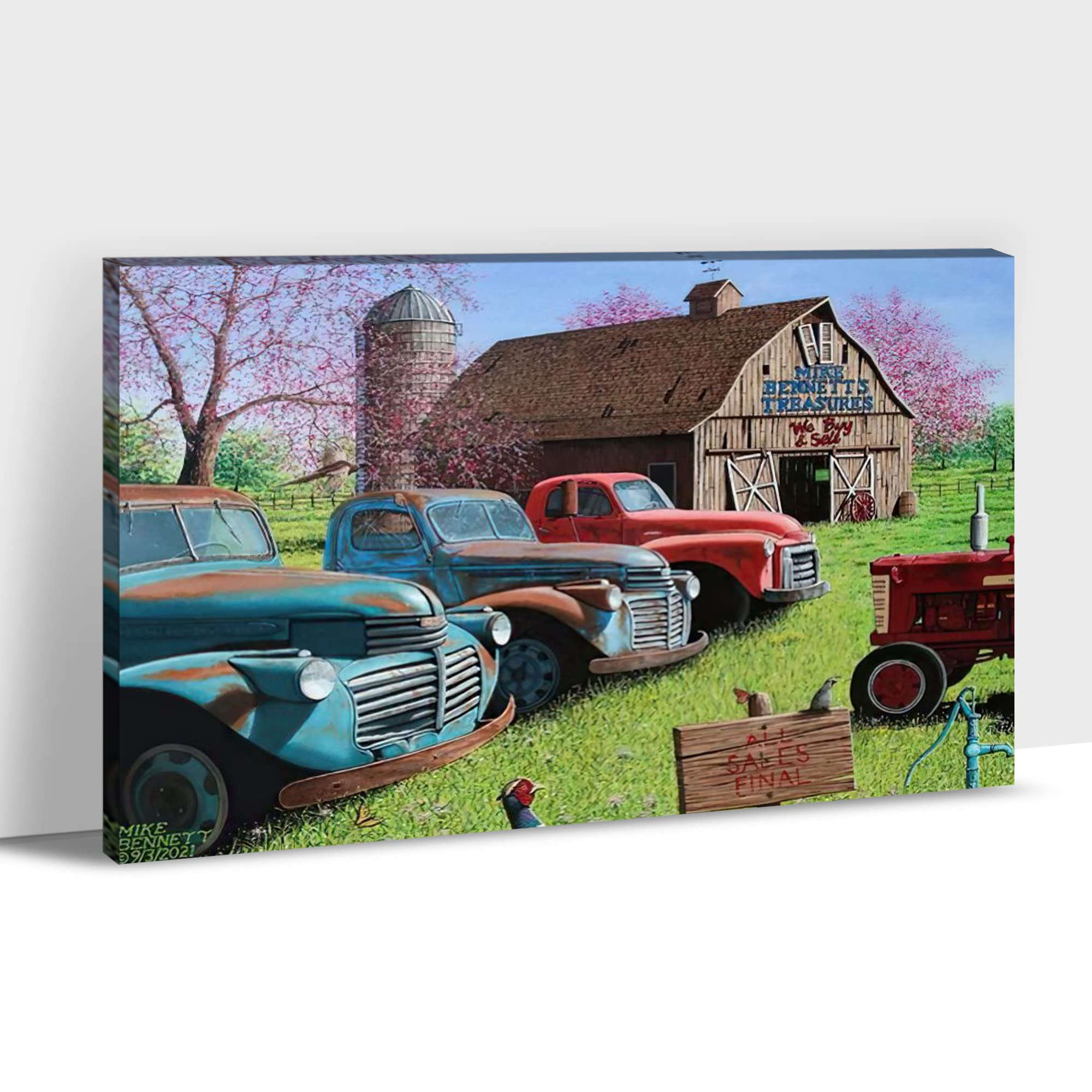 Vintage Farmhouse Barn Canvas Wall Art - Rustic Country Decor for Living Room & Kitchen - 32x48 Inches - Perfect for Farmhouse, Cottage, and Country Style Homes