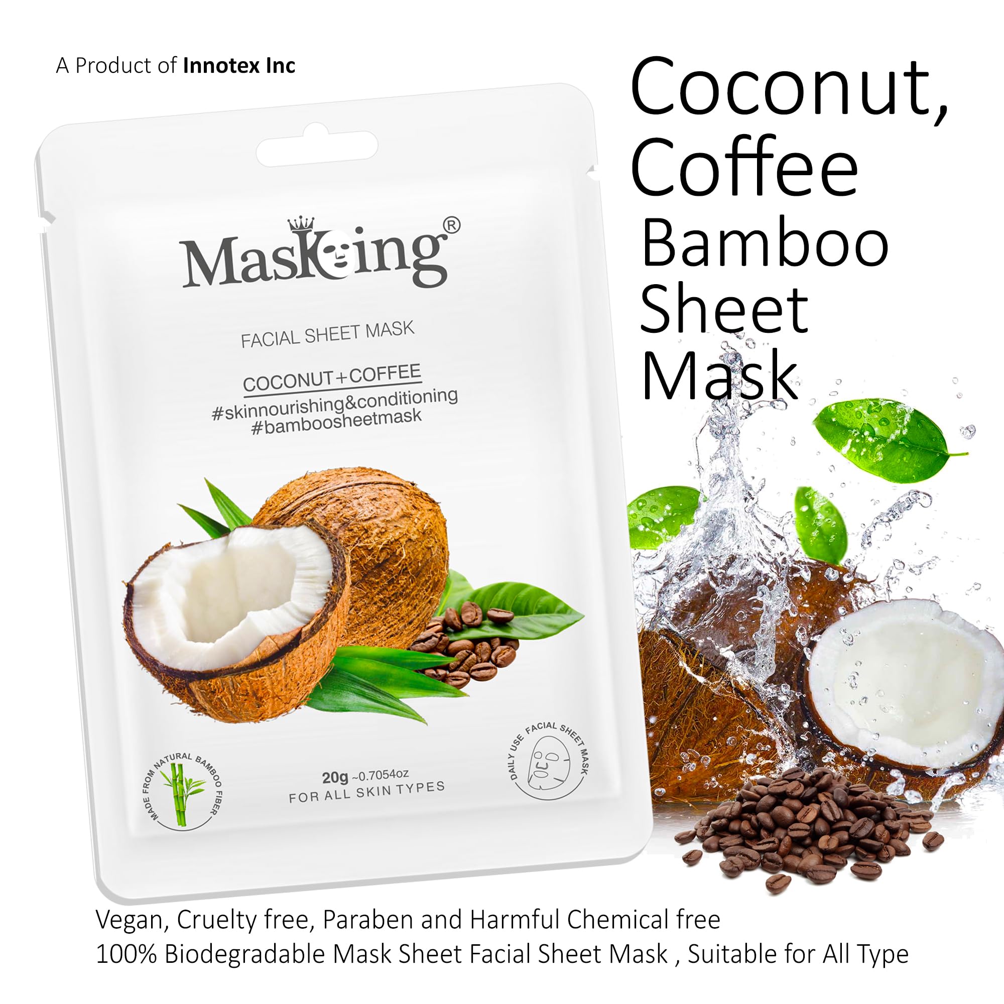 MasKing Rose, Lotus, Coconut & Calendula Facial Sheet Mask Set - 3 Pack Hydrating Face Masks for Women & Teens | Perfect for Spa Night, Self-Care Routine & Gift Giving