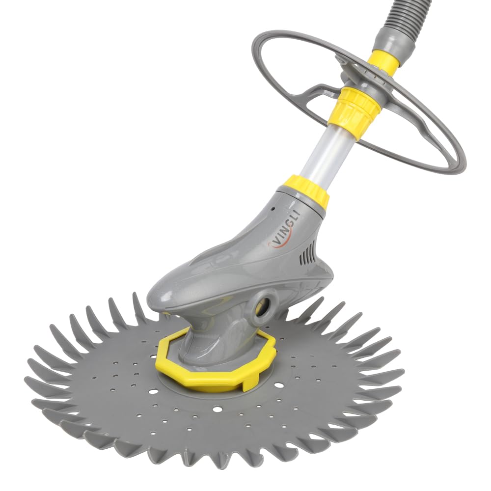 VINGLI Automatic Pool Vacuum Cleaner for Inground & Above Ground Pools - Robotic Pool Cleaner with Extra Hoses & Diaphragms (Grey) - Ideal for Weekly Pool Maintenance & Debris Removal