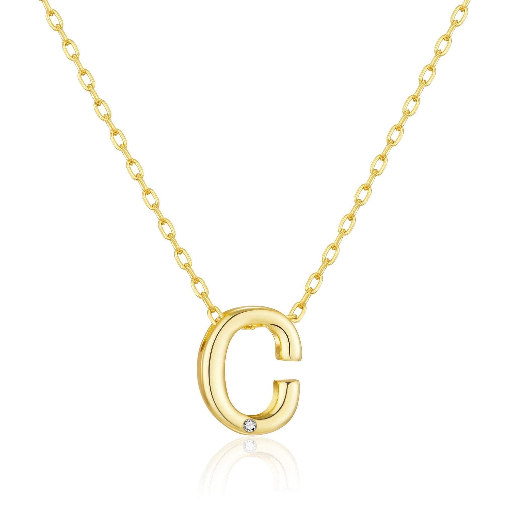 Gold Plated Initial Necklaces A-Z with Zircondia® - Perfect Gift for Her