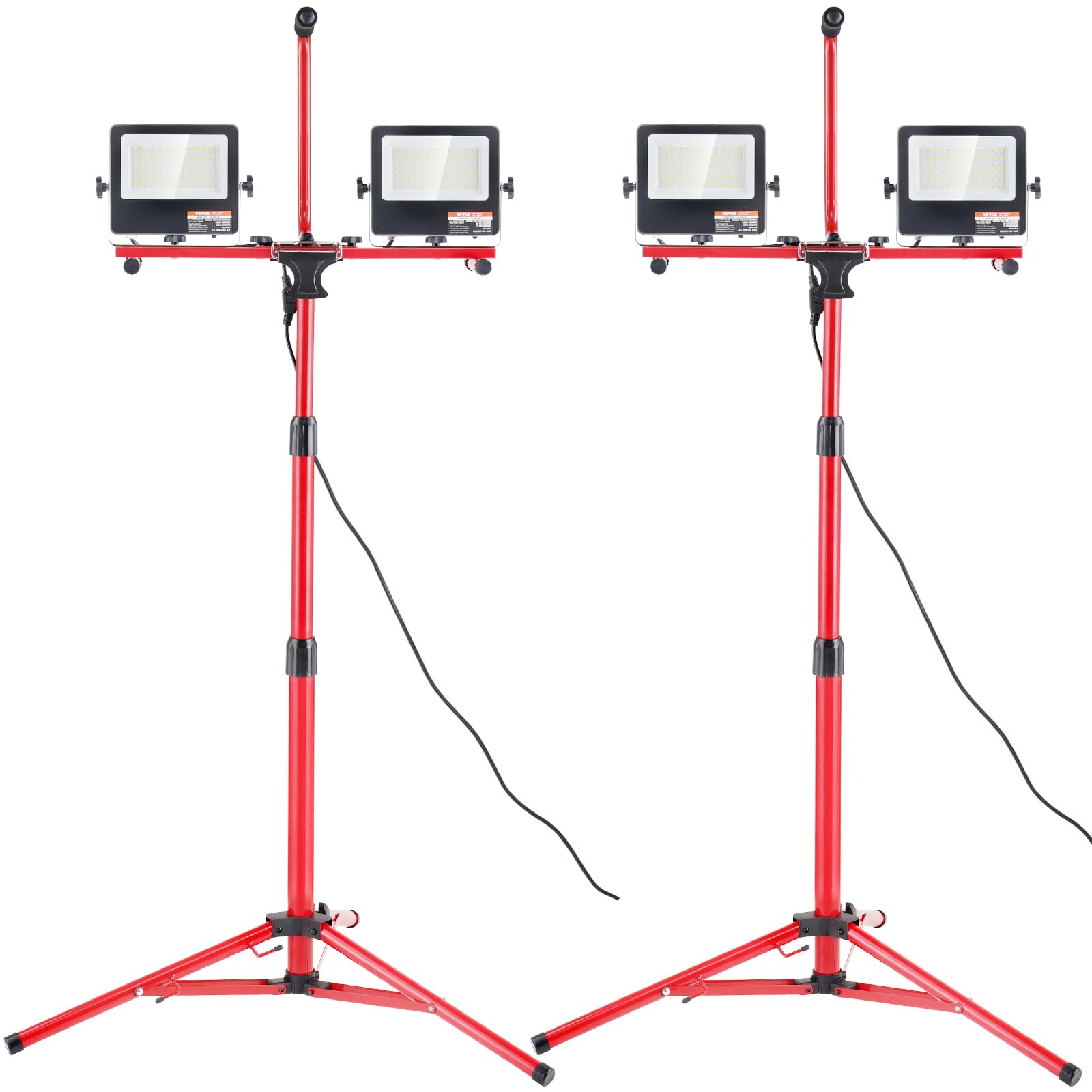 VEVOR 2PCS 10000 Lumen Dual-head LED Work Light with Adjustable Tripod Stand (27.6