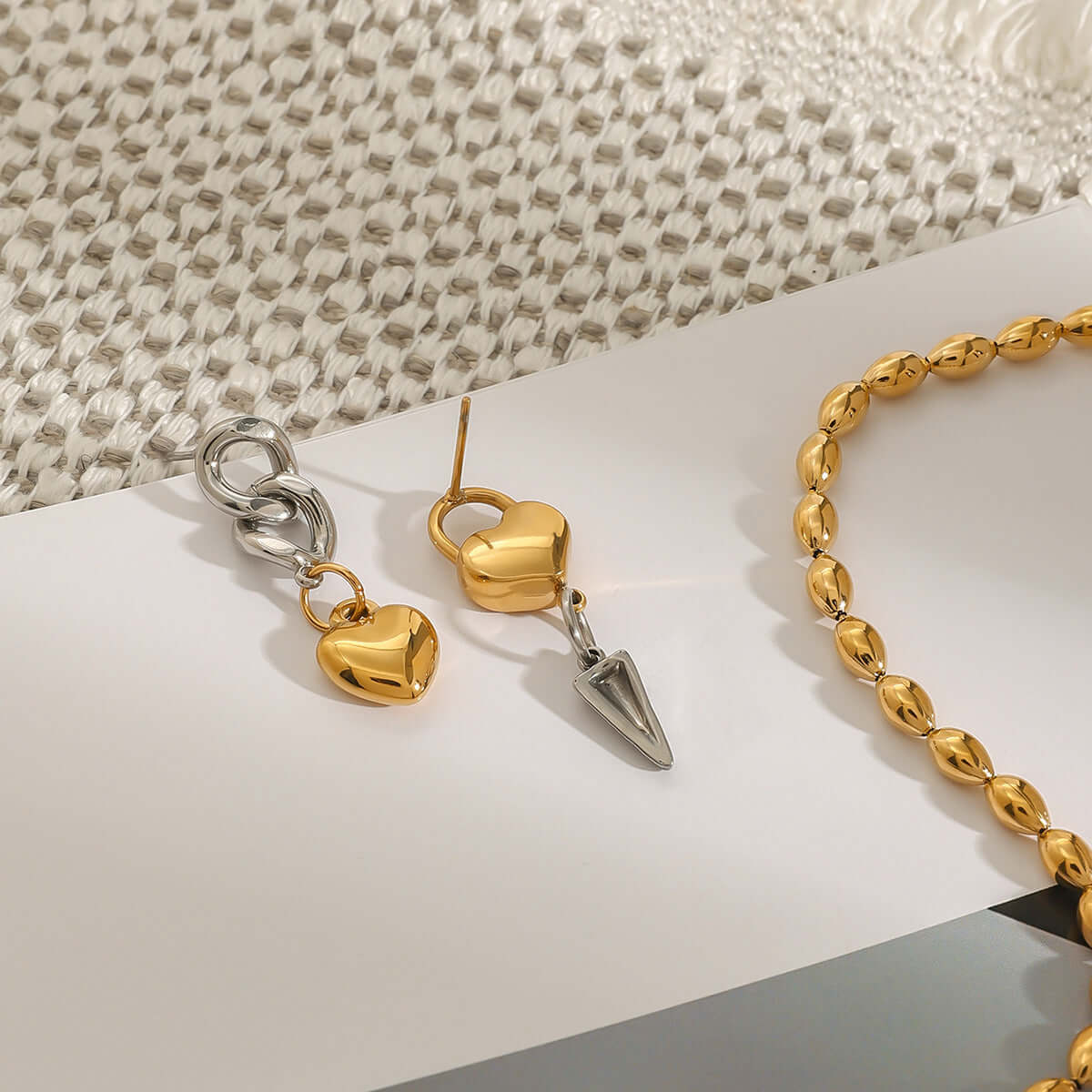 Asymmetric Heart Cone Chain Drop Earrings for Women - Trendy Boho Dangle Earrings | Perfect for Valentine's Day, Date Night & Party Jewelry Gift (JDE013)