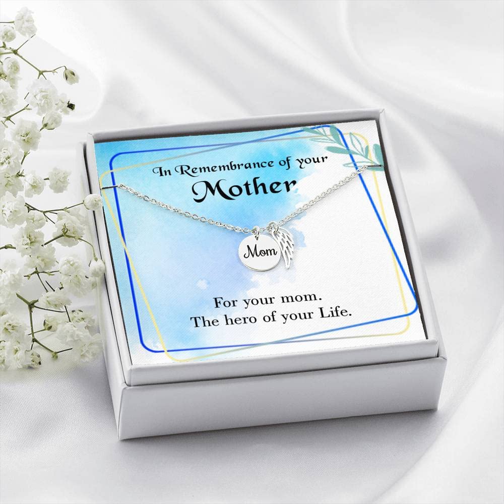 Memorial Necklace for Mom - Personalized Keepsake Jewelry to Honor & Remember Your Hero Mother | Perfect for Mother's Day, Birthday & Remembrance Gifts