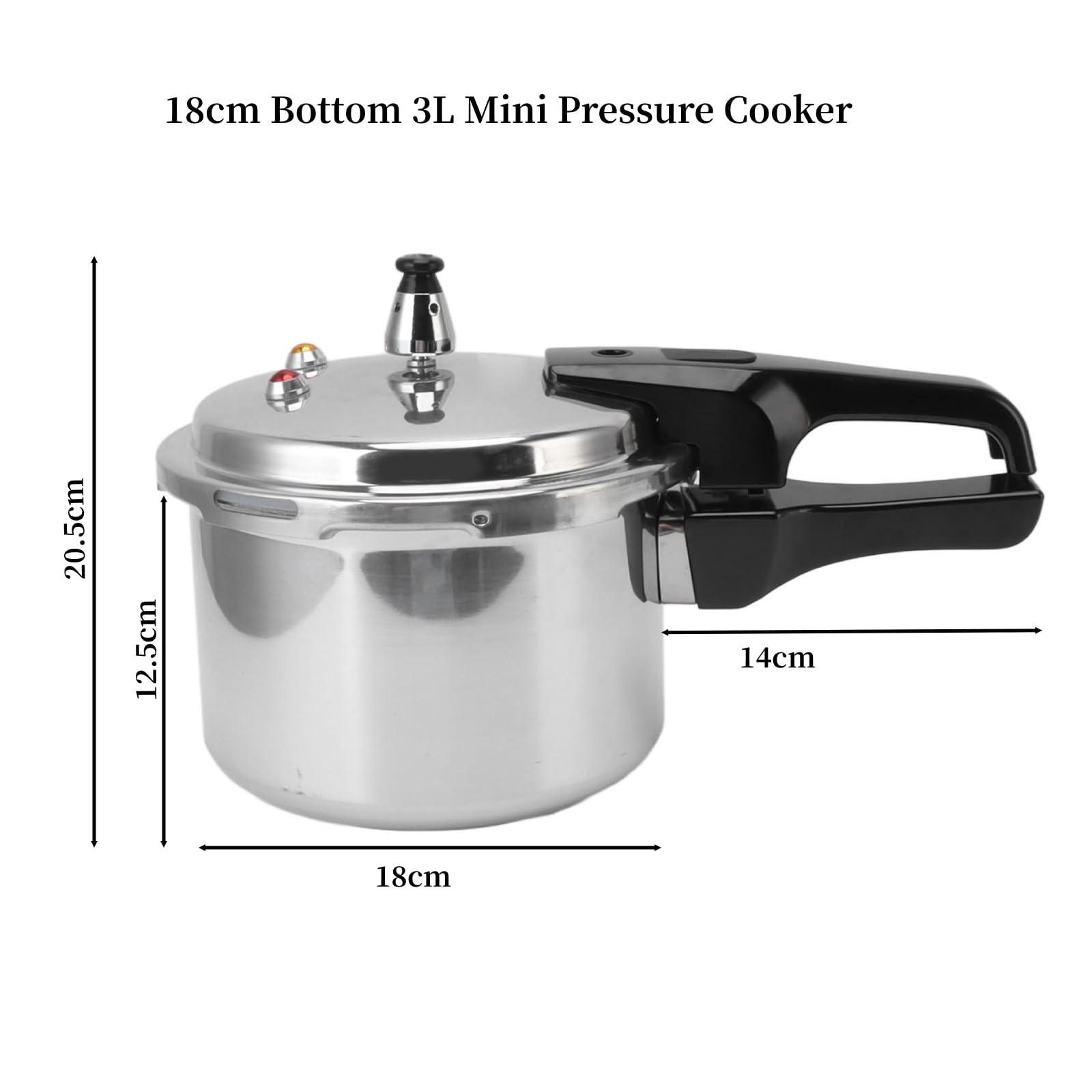 AUNMAS 3L Aluminum Stovetop Pressure Cooker - 18cm Bottom Mini Cooker for Fast Cooking, Canning & Home Use | Perfect for Soups, Stews & Meal Prep