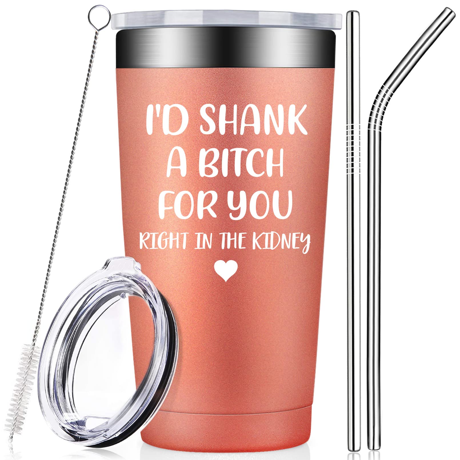 BIRGILT Best Friend Birthday Gifts for Women - Funny 'I'd Shank a B for You' Tumbler Cup - 20oz Insulated Stainless Steel Cup for Female Friends, Coworkers, Sisters, Besties - Perfect for Office, Home, or Travel Use