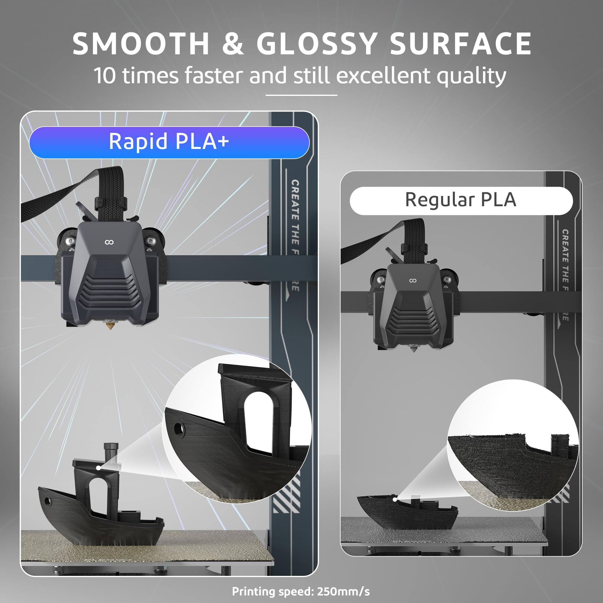 ELEGOO Rapid PLA Plus 3D Printer Filament 1.75mm Black 4KG (4 x 1kg Spools) - High Speed Printing 30-600mm/s, Superior Toughness & Dimensional Accuracy (±0.02mm) - Perfect for Fast Prototyping, Cosplay Props & Functional Parts