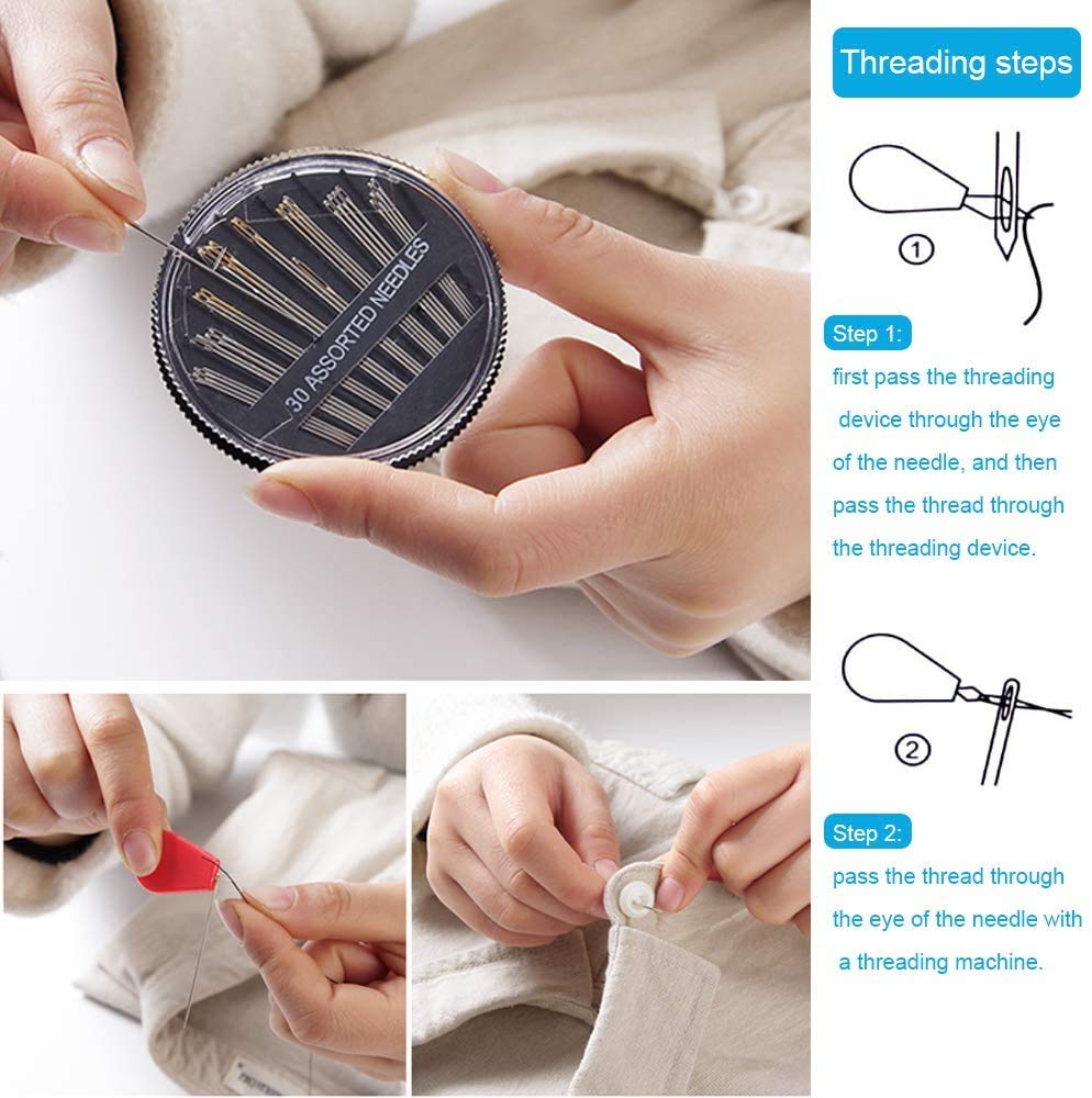 Premium Sewing Kit Set - 50pcs Portable Sewing Supplies for Beginners | Travel, Emergency Clothing Repairs & DIY Crafts | Includes Thread, Scissors, Needles, Tape Measure | Perfect for Home, Travel, Camping & Emergency Kits