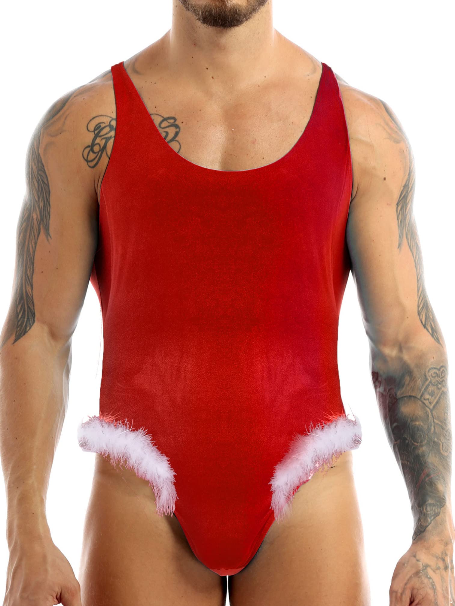 **Sexy Santa Claus Costume for Men - Velvet Christmas Bodysuit Lingerie & Cosplay Underwear - Perfect for Holiday Parties, Festive Events & Christmas Cosplay**