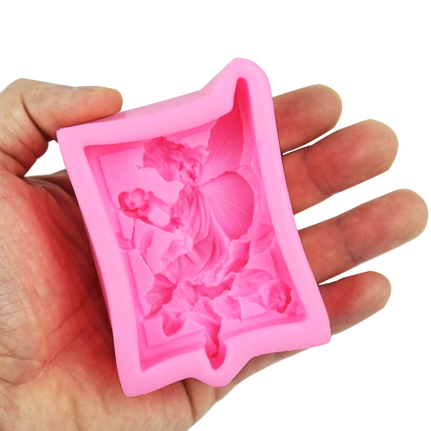 AIDOIT 2-Pack 3D Silicone Soap Molds - Angel Girl & Flower Fairy Design for DIY Handmade Soap, Cake Baking, Candle Making & Resin Crafts - Perfect for Birthday Gifts, Home Decor & Bathroom Accessories