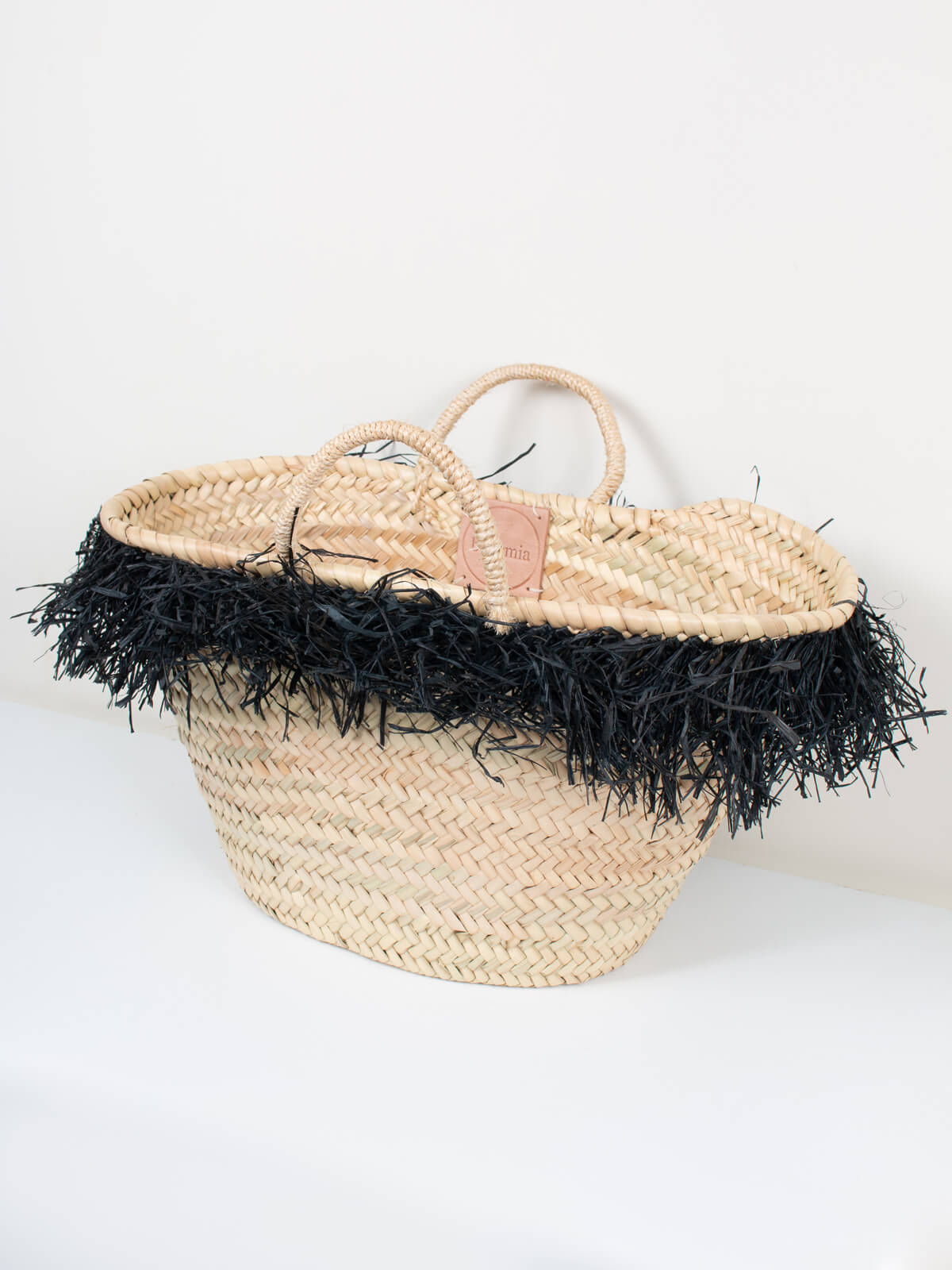 Stylish Black Raffia Tassel Basket - Handwoven Storage Organizer for Home Decor, Nursery, or Beach Essentials | Perfect for Laundry, Toys, and Blankets