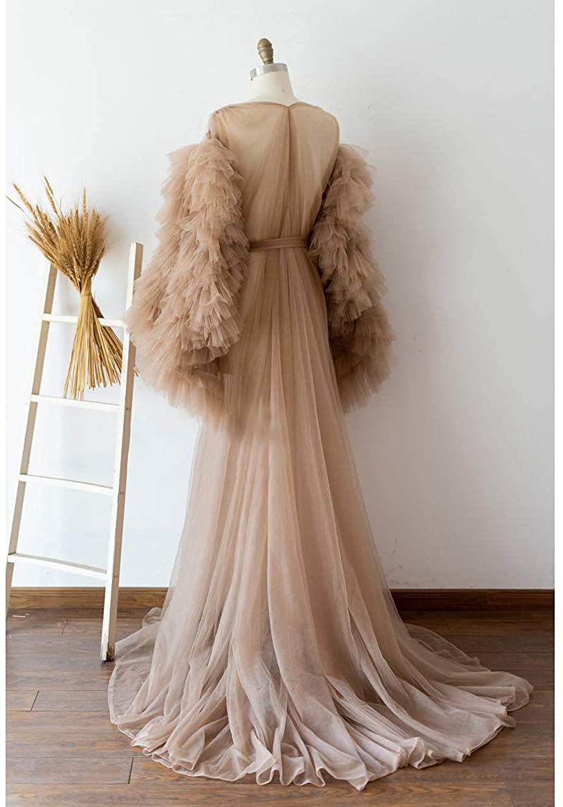 Sheer Tulle Robe Dress for Women - Long Maternity Boudoir Lingerie, See-Through Pajama Dress for Photography & Bridal Shower - Perfect for Maternity Photos, Bridal Party, and Romantic Nights