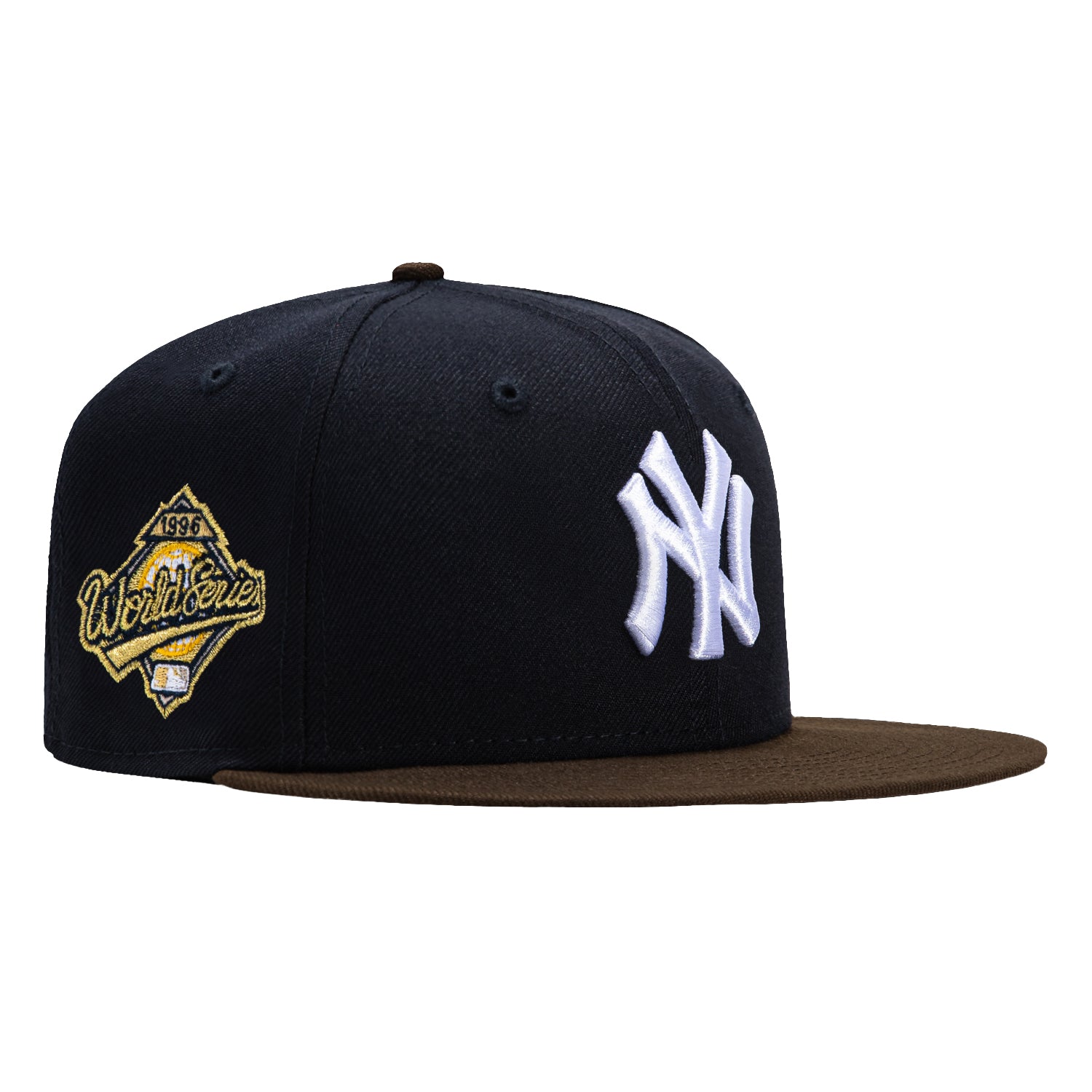 New Era 59Fifty MLB New York Yankees 1996 World Series Patch Snapback Hat - Navy & Brown Vintage Baseball Cap for Men, Women - Perfect for Yankees Fans, Sports Events & Casual Outfits