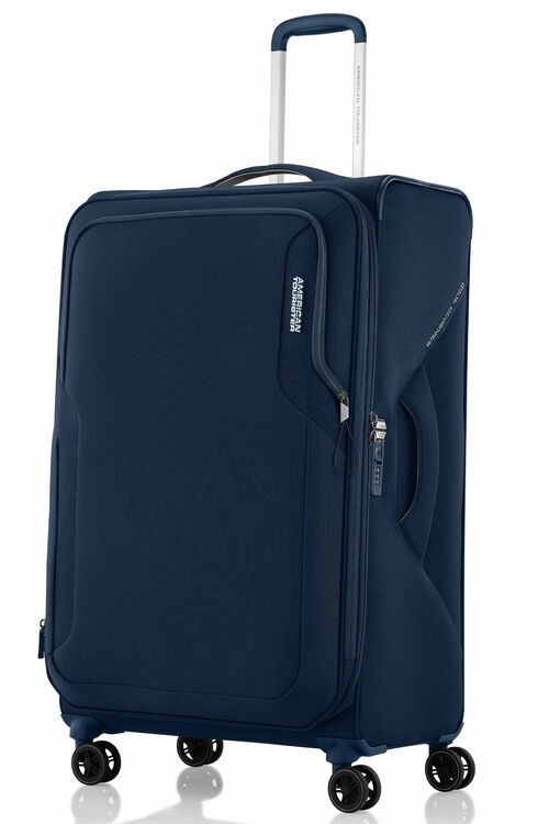 American Tourister Applite 5.0 82/31 Expandable Carry-On Luggage - Navy Blue Spinner Suitcase for Travel, Business & Weekend Getaways