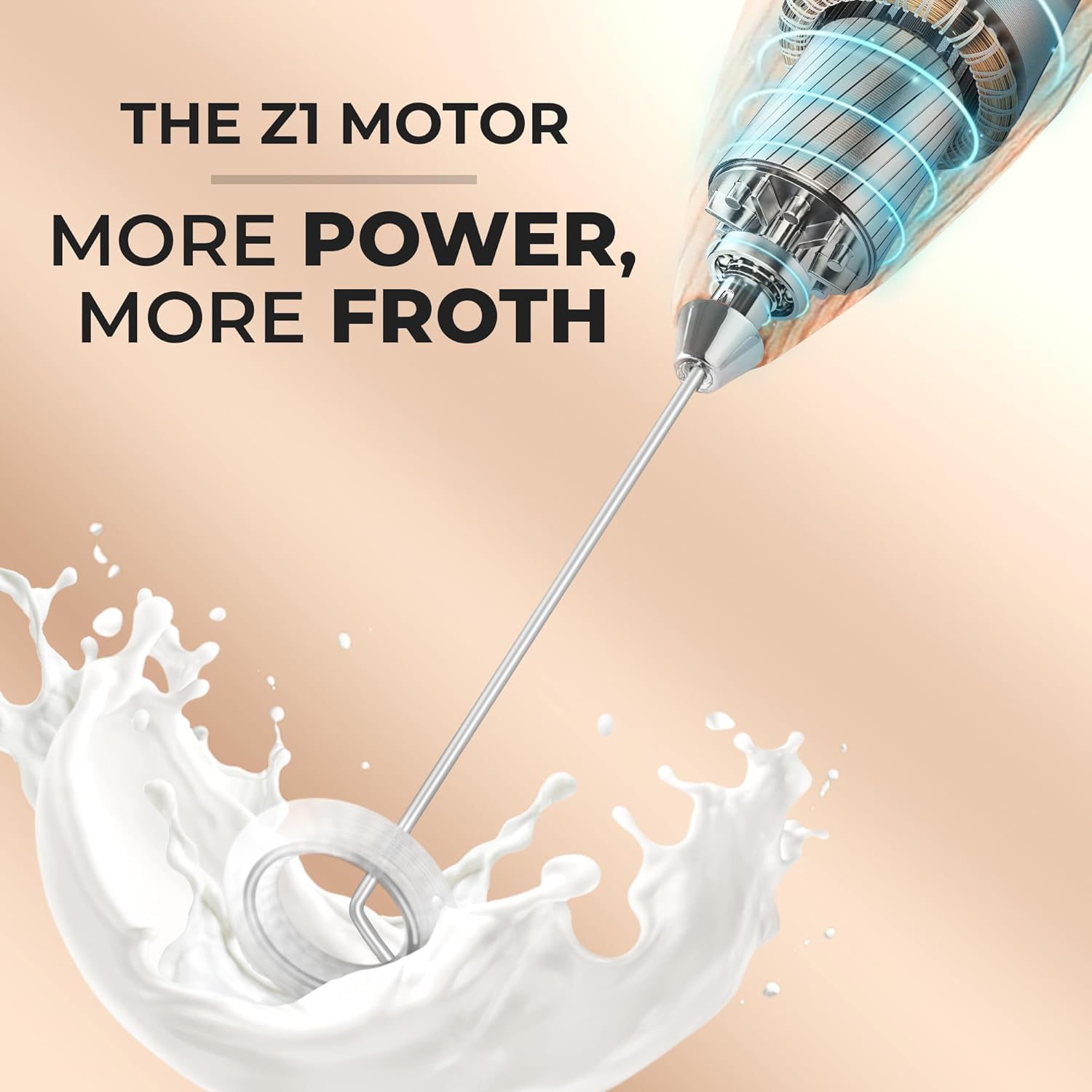Zulay Kitchen Premium Milk Frother Wand - Upgraded Electric Handheld Foam Maker for Lattes, Cappuccino & Hot Chocolate - Perfect Coffee Gift with Improved Stand - Ideal for Home Baristas & Coffee Lovers