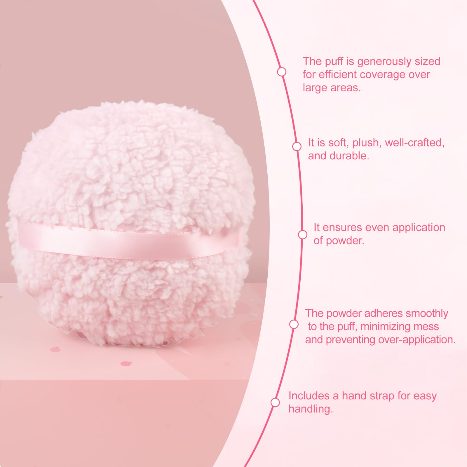6 Inch Large Powder Puff for Body Powder - Soft Washable Makeup Puff with Container - Ideal for Loose Powder, Setting Powder & Body Powder Application - Perfect for Women's Makeup & Skincare Routine (Pink)
