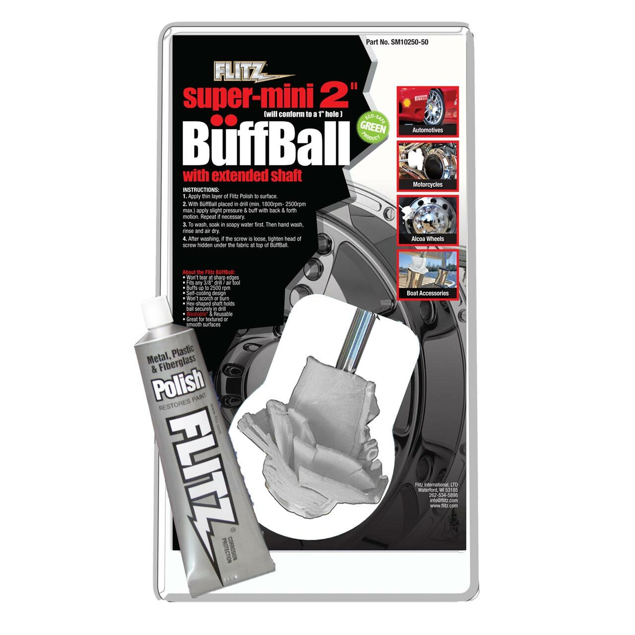 2 Inch Flitz Buff Ball with FREE Tube of Flitz Polish - Perfect for Metal Polishing, Jewelry Cleaning & DIY Projects
