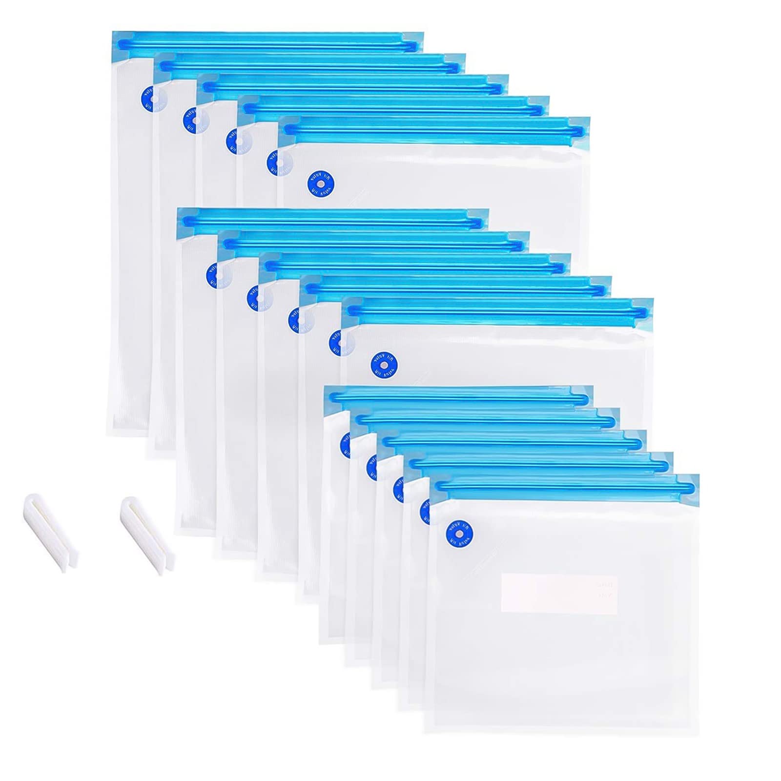 LASIEYO Vacuum Sealer Storage Bags - 15 Pcs Reusable Food Vacuum Bags (3 Sizes) for Dry & Moist Food Preservation | Meal Prep, Sous Vide, Freezer Storage & Camping Food Organization