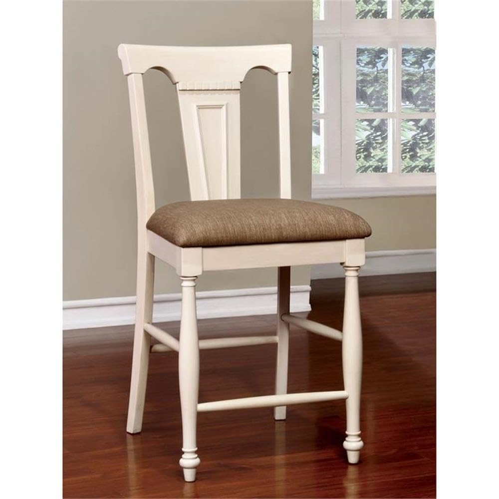 Furniture of America Hendrix 7-Piece Wood Counter Height Dining Table Set in Cherry & White - Perfect for Kitchen, Breakfast Nook, Small Space Dining & Apartment Decor