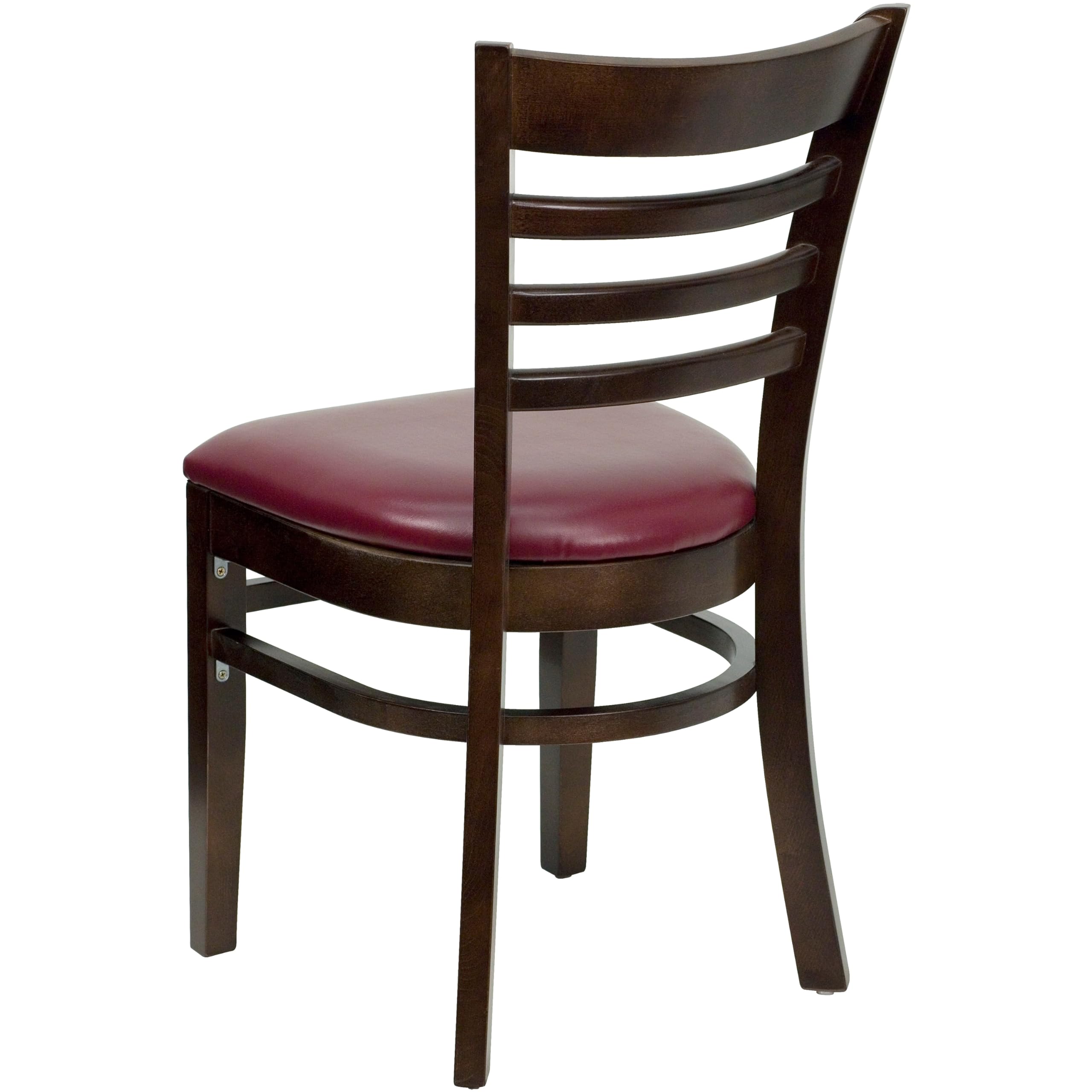 Flash Furniture HERCULES Series Ladder Back Walnut Wood Restaurant Chair with Burgundy Vinyl Seat - Durable Dining Chairs for Restaurants, Cafes, and Home Kitchens
