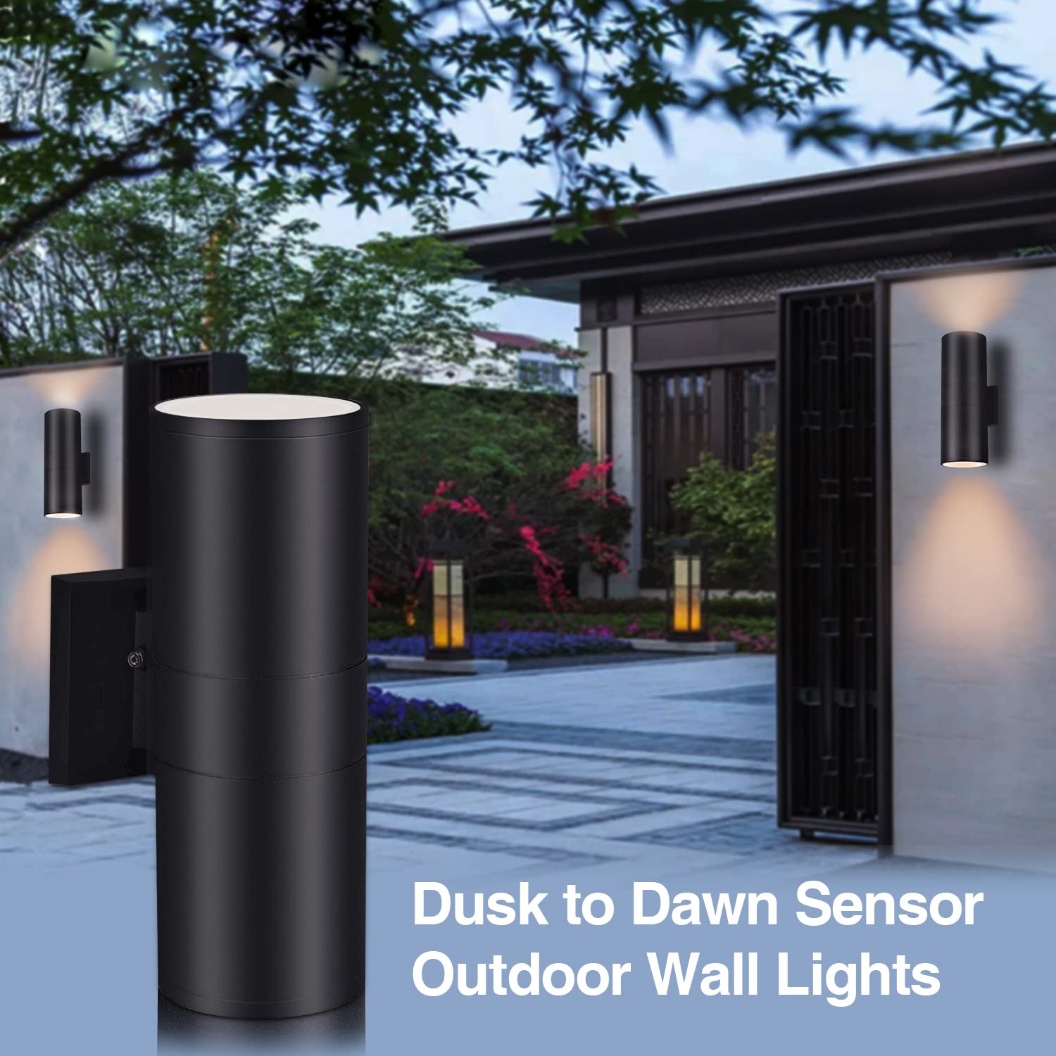 Oil Rubbed Bronze Dusk to Dawn Outdoor Wall Light Fixtures - Matte Black Exterior Lighting Bundle for House, Porch, Garage & Backyard - Weatherproof, Energy-Efficient LED Security Lights for Pathways, Entryways & Driveways