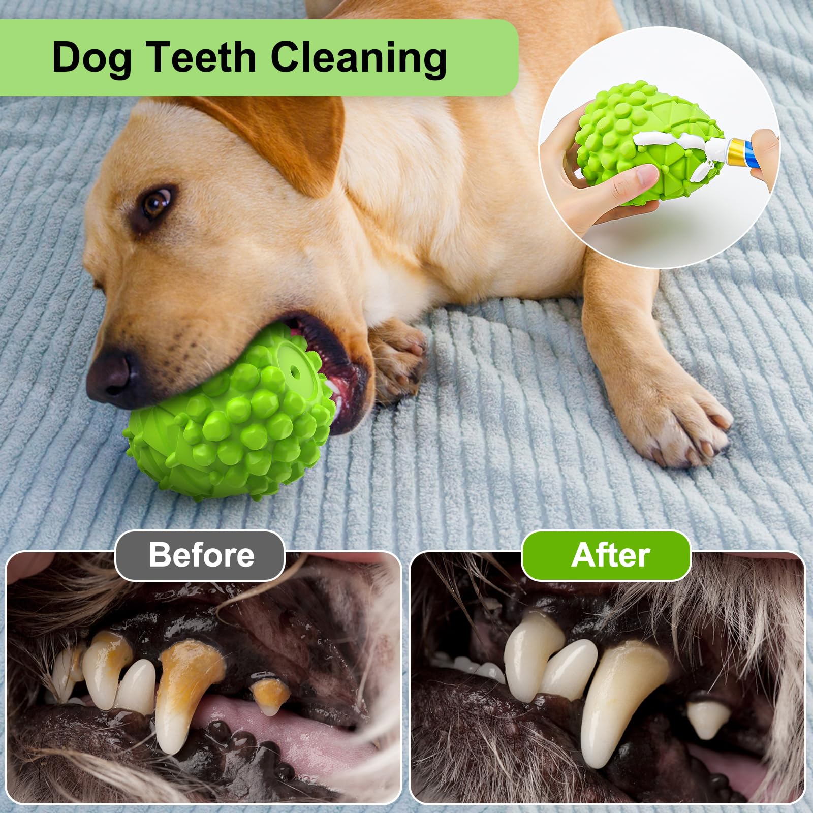 Durable Pinecone-Shaped Rubber Dog Chew Toys for Large Dogs - Squeaky Teeth Cleaning Toy Helps Reduce Plaque & Tartar - Tough, Tear-Resistant Green Chew Toy for Aggressive Chewers (Perfect for Indoor Play & Dental Health)