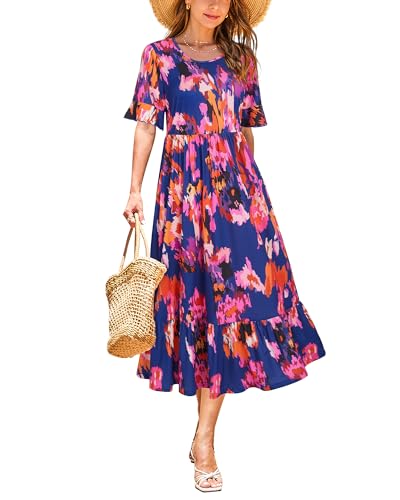 Navy Orange Pink Floral