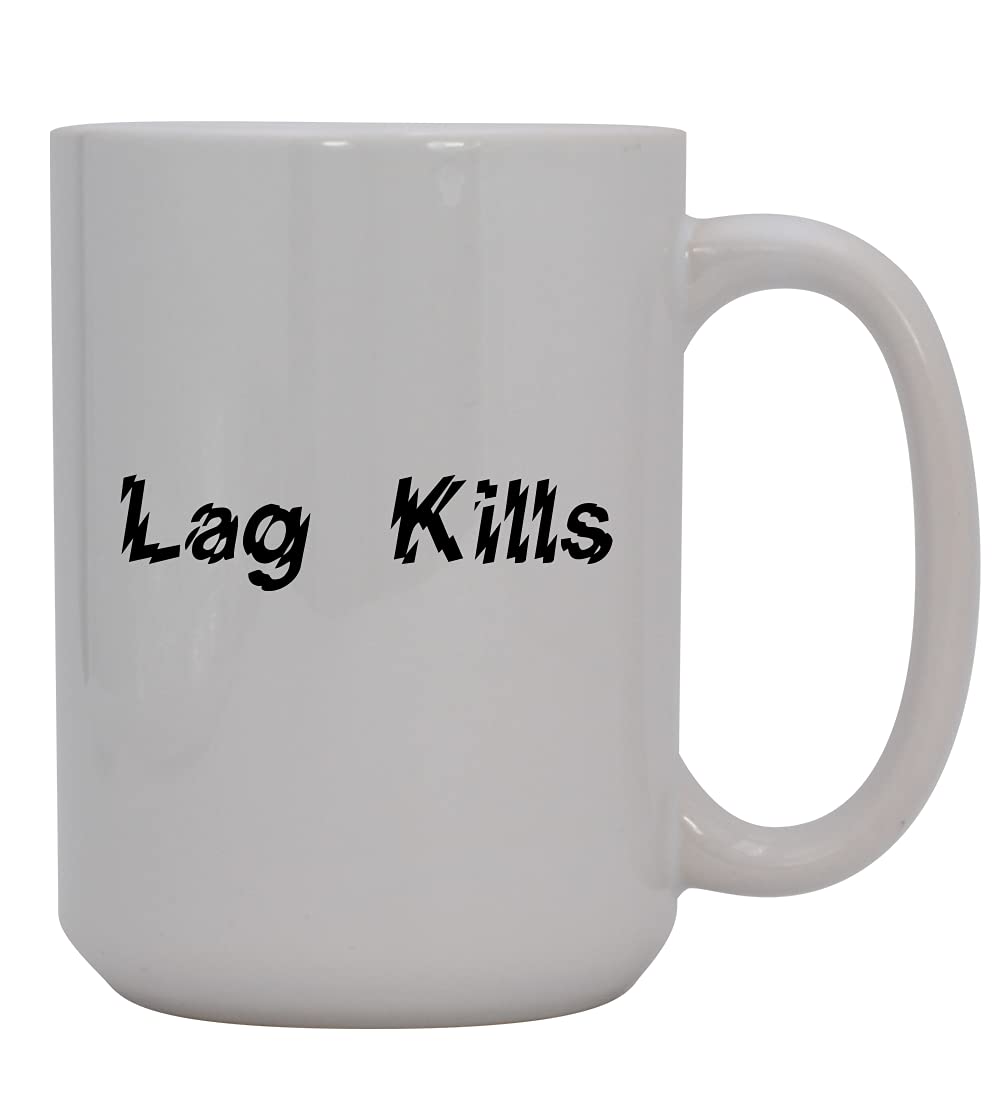 Lag Kills - 15oz Ceramic White Coffee Mug with Handle | Premium Quality Tea & Espresso Cup | Perfect for Home, Office & Gifting