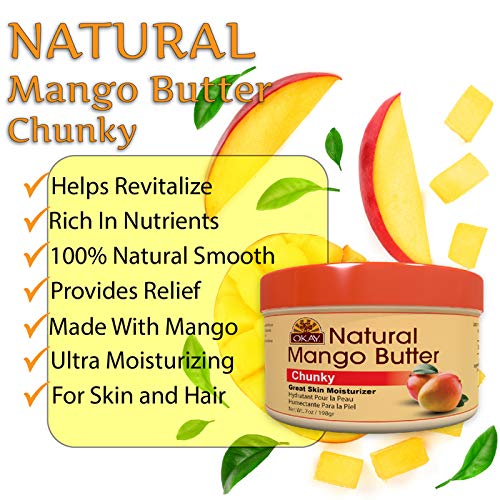Okay 100% Pure Mango Butter Chunks - 8 Ounce (226g) | Natural Skincare Ingredient for DIY Lotions, Soaps & Hair Care Products