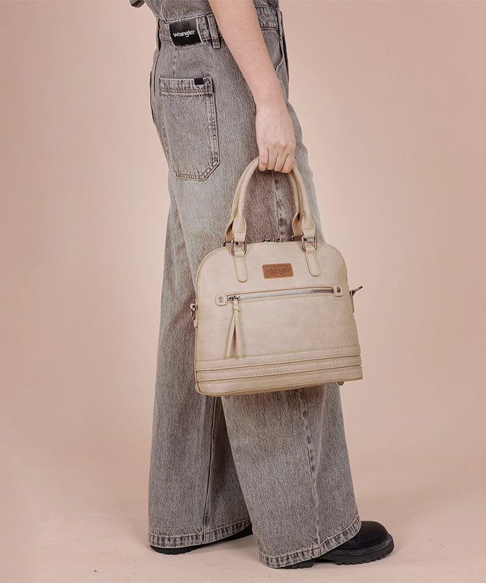 Wrangler Dome Satchel Crossbody Bag for Women & Men - Durable Leather Shoulder Bag - Perfect for Travel, Work & Everyday Use