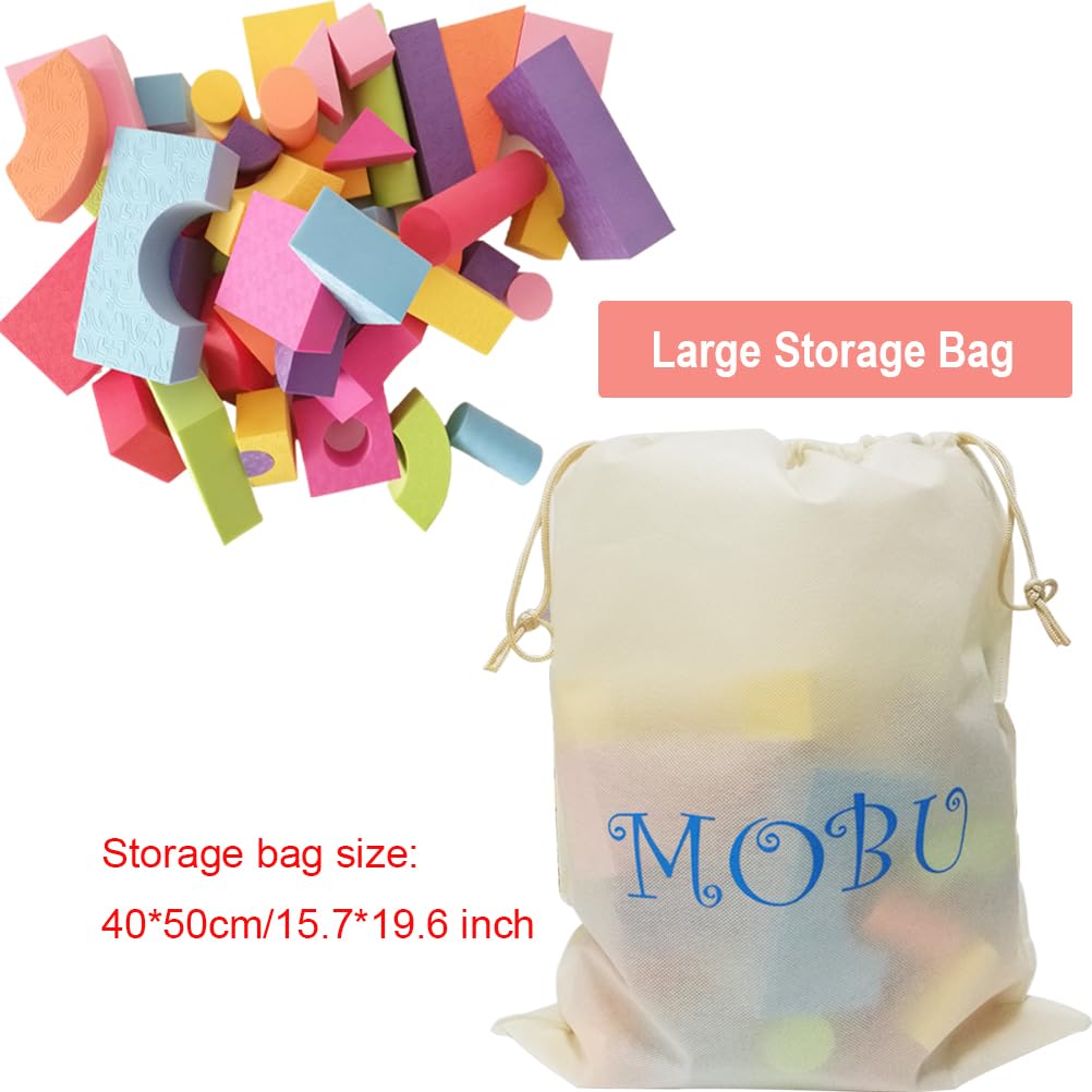 MOBU 50-Piece Soft EVA Foam Building Blocks Set - Safe, Non-Toxic, Bright Color Educational Toys for Toddlers & Kids | Creative DIY Construction Play for Early Learning & Indoor Activities