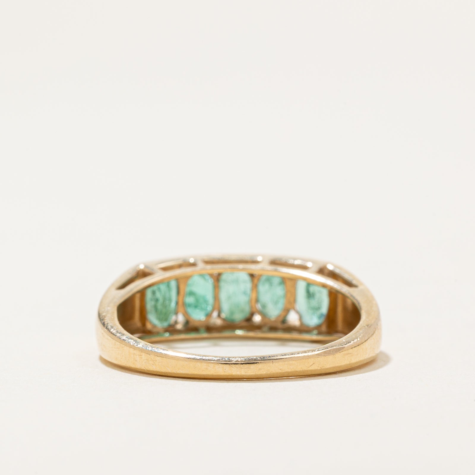 0.75ctw Five Stone Channel Set Emerald Ring - Size 7.25 | Elegant Green Gemstone Jewelry for Women | Perfect for Engagement, Anniversary & Special Occasions