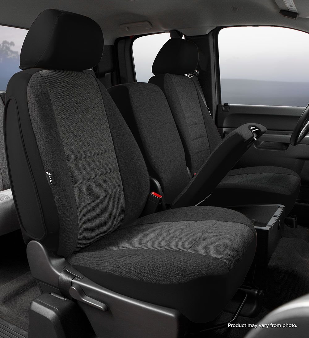 FIA OE39-11 CHARC Custom Fit Front Seat Cover 40/20/40 Split Seat - Tweed Fabric, Charcoal Color | Perfect for Trucks, SUVs & Off-Road Vehicles