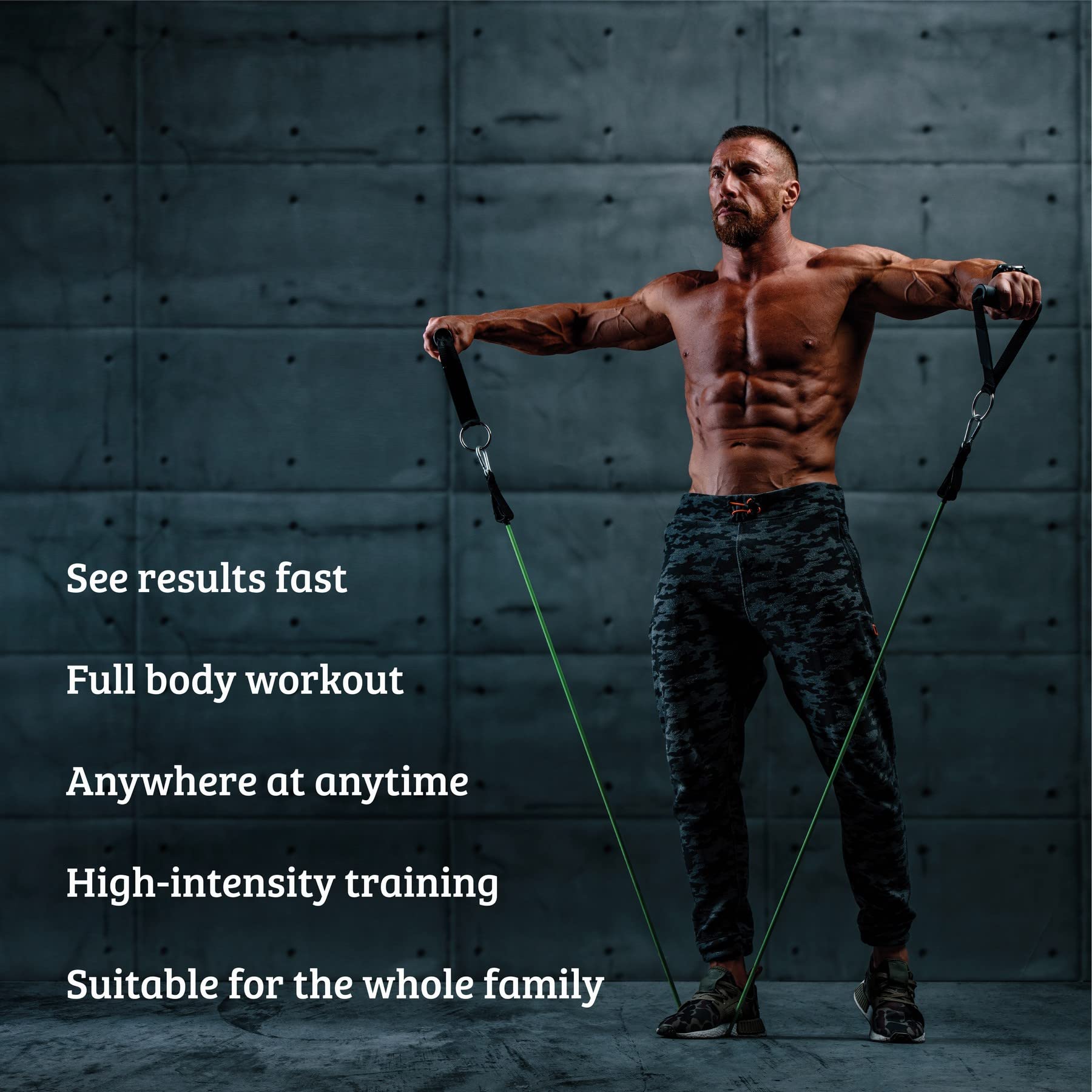 AFX Sports 5-Piece Resistance Bands Set with Handles & Ankle Straps - Home Gym Equipment for Strength Training, Yoga, Pilates & Physical Therapy - Perfect for Full-Body Workouts at Home or Travel Fitness