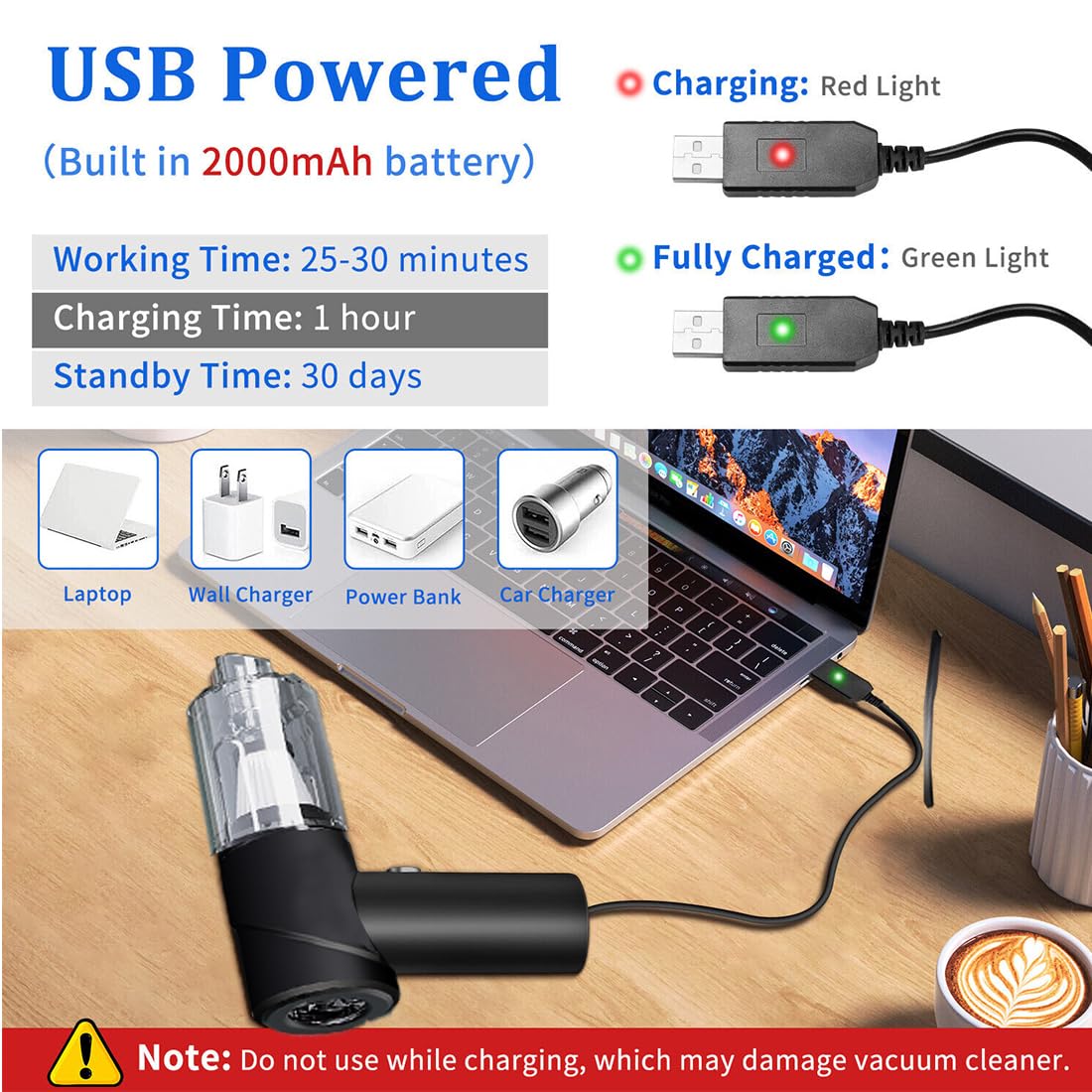 BUNNYTOO 6000PA Powerful Cordless Handheld Vacuum Cleaner - 120W Lightweight Mini Vac for Car, Home & Pet Hair - 3-in-1 Rechargeable Bug Sucker with Strong Suction | Perfect for Car Seats, Sofas, Stairs & Pet Areas