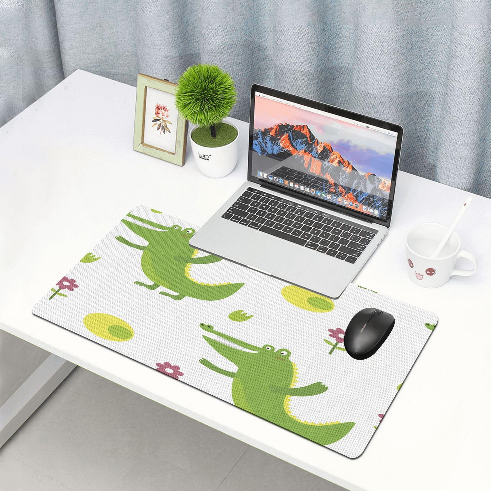 XXL Gaming Mouse Pad - Non-Slip Water-Repellent Desk Mat with Alligator Gentleman Design for PC Gaming & Office Work | Large Mousepad for Computer, Laptop & Workstation Accessories