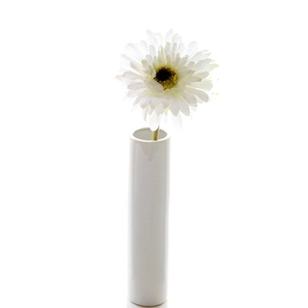 10 Pack Artificial Silk Barberton Daisy Flowers - White Fake Flowers for Home Decor, Living Room, Table Centerpiece - Perfect for Weddings, Parties & Office Decorations