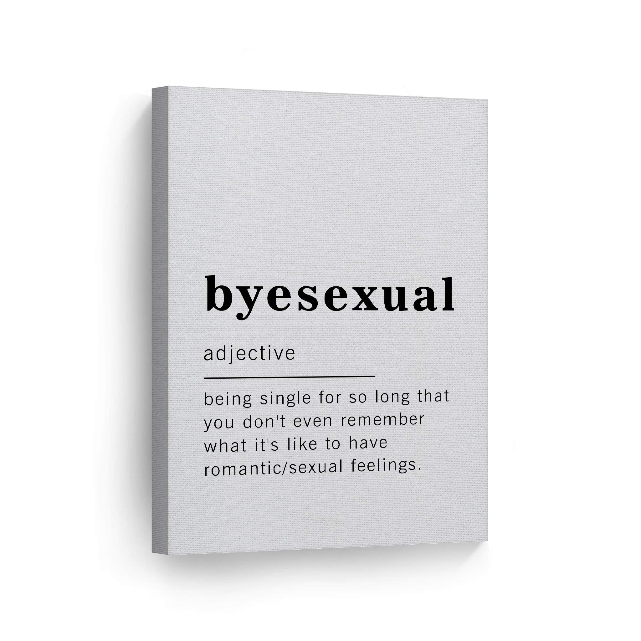 Funny Noun Dictionary Definition of Byesexual Canvas Print - Inspirational Quote Wall Art for Office, Living Room, Bedroom & Bathroom - Ready to Hang Home Decor (40x30, Made in USA) - Perfect for LGBTQ+ Pride Decor & Gift Ideas