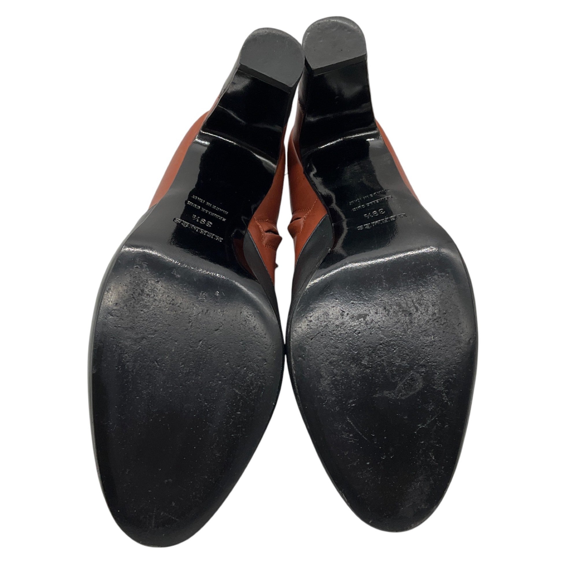 Hermes Brown & Black Two-Tone Round Toe Leather Ankle Boots - Stylish Women's Fashion Booties for Office, Party & Everyday Wear