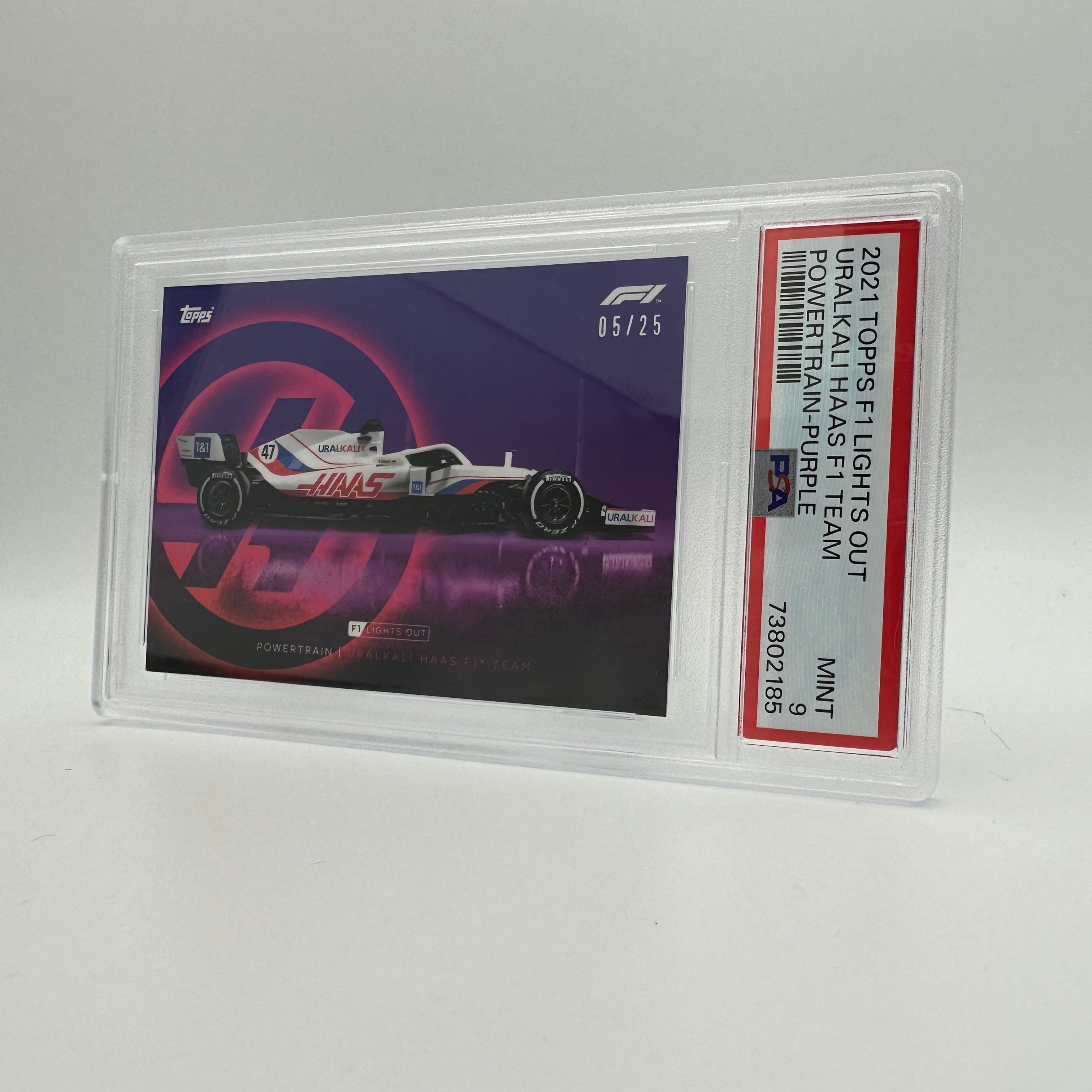 PSA 9 Graded 5/25 Uralkali Haas F1 Team Purple Power Train - Limited Edition Collectible for F1 Racing Fans & Memorabilia Display