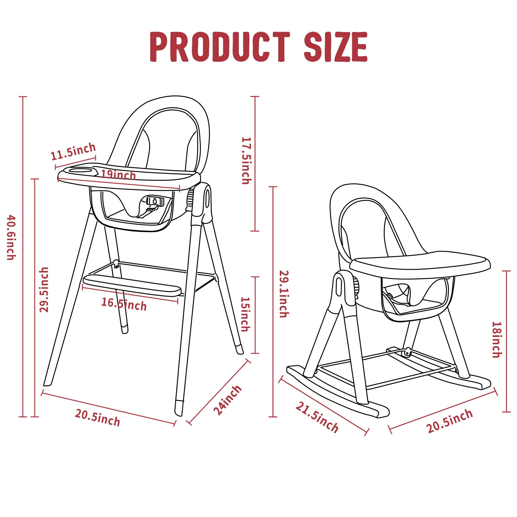 7-in-1 Convertible Wooden High Chair for Babies & Toddlers - Adjustable Rocking Chair with Reclining Seat, Removable Cushion & Double Tray | Easy to Clean Compact Design | Perfect for Feeding, Playtime & Family Bonding