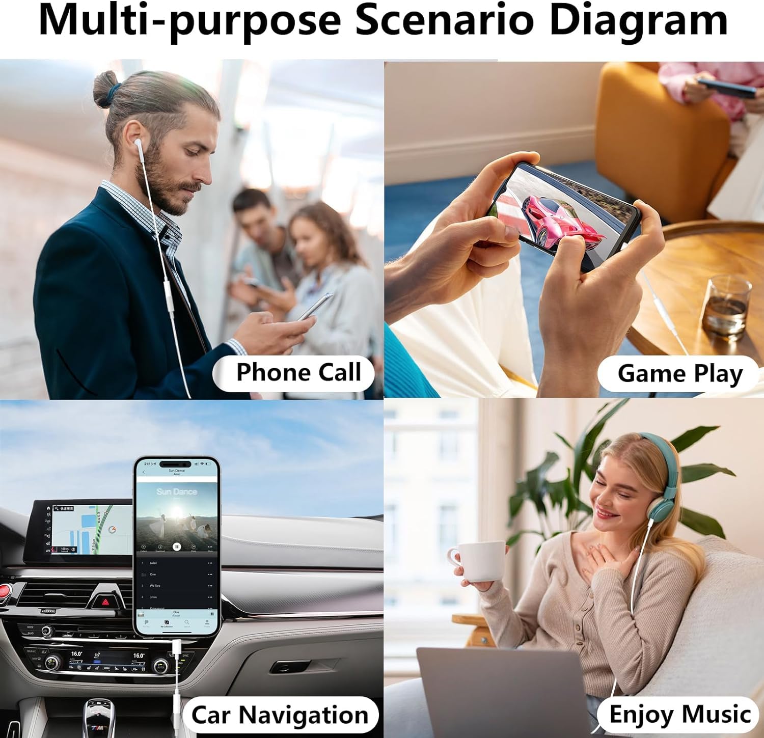 MFi Certified USB C to 3.5mm Adapter 2 Pack - for iPhone 15/Samsung, Perfect for Music & Calls