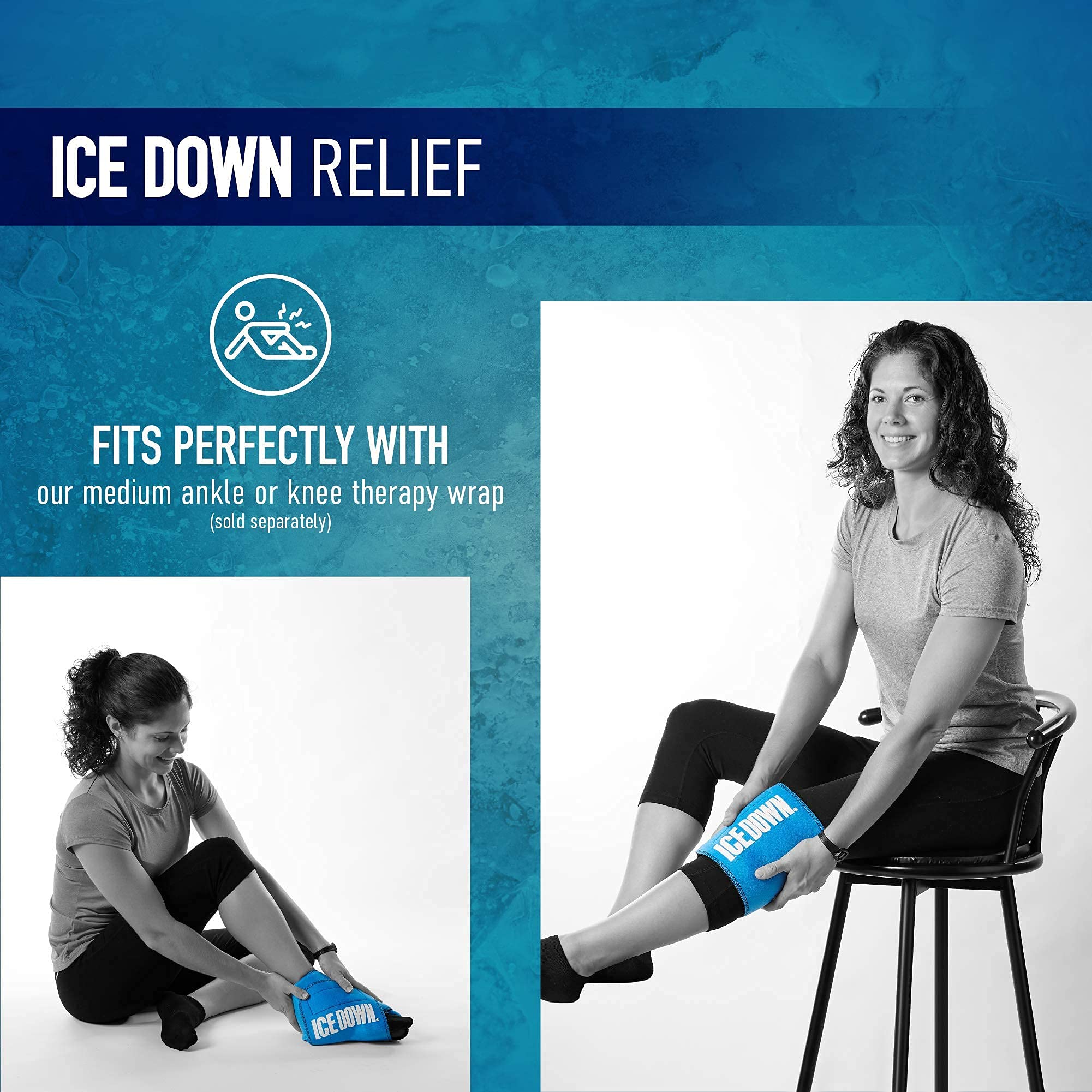 Medium Neoprene Ice Pack Wrap with 2 Gel Cold Packs - Reusable Back, Hip & Knee Ice Therapy Wrap for Pain Relief (7