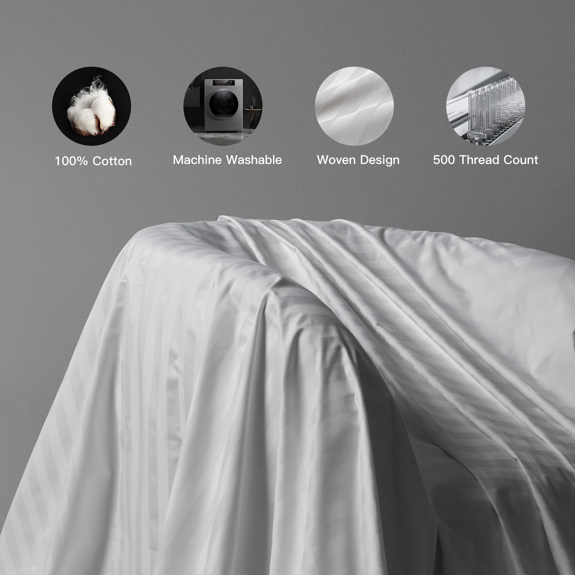 Premium Hotel Grand White Luxury Feather Down Fluffy Bed Pillows - Queen Size Set of 2, 500 Thread Count 100% Cotton, Machine Washable & Breathable for Side/Back Sleepers, 20