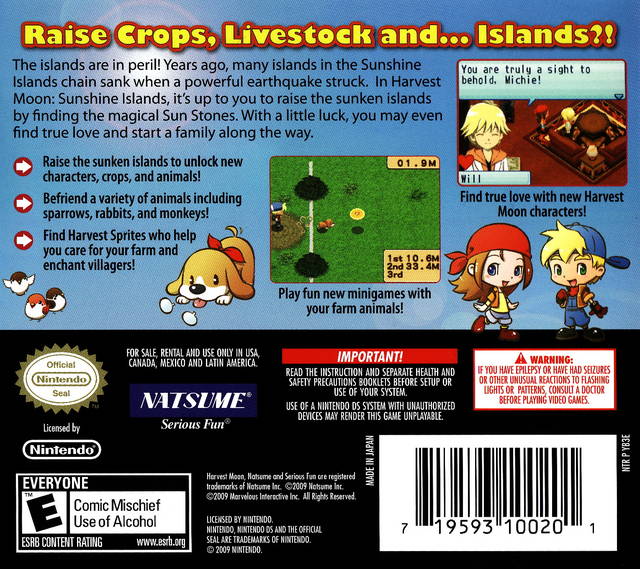 Harvest Moon: Sunshine Islands - Nintendo DS Farming Simulation Game | Grow Crops, Raise Animals & Build Your Farm | Perfect for Relaxing Gameplay & Farming Enthusiasts