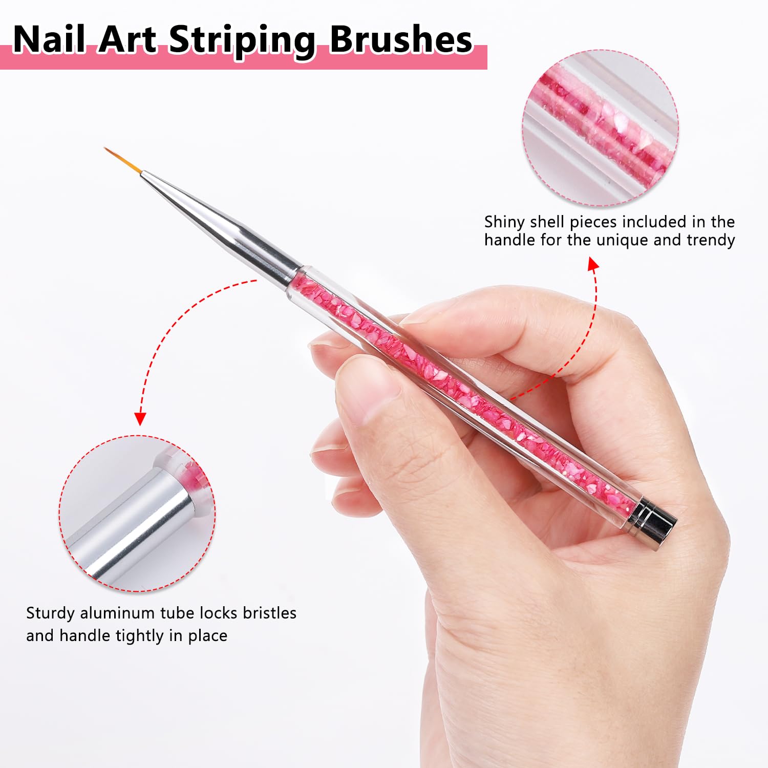 TEOYALL Nail Art Brushes Set - 7/9/11/15/20mm Fine Striping & Precision Detail Drawing Brushes for Professional Nail Design - Perfect for Salon, DIY Manicure & Nail Art Enthusiasts