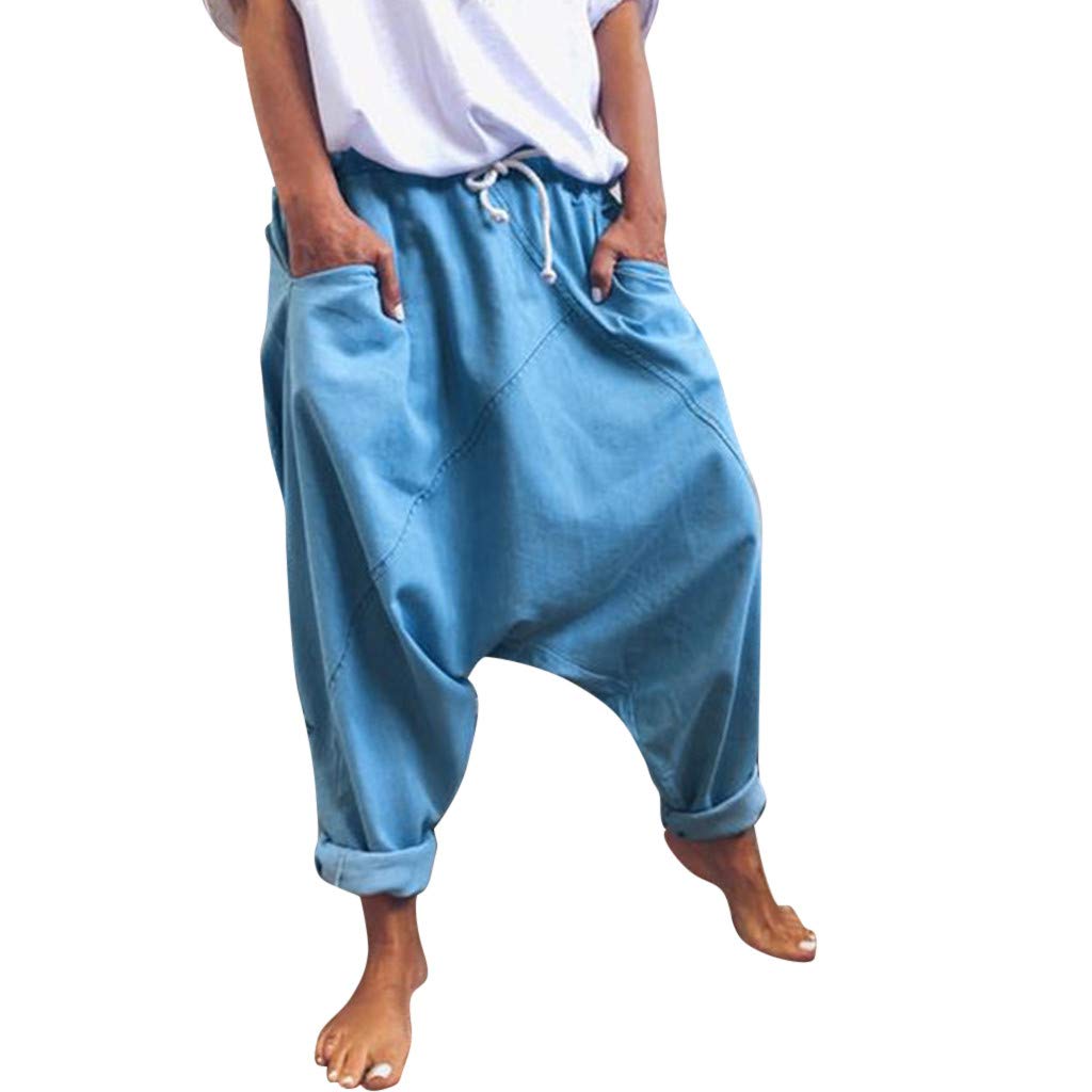 iHHAPY Women's Harem Pants - Aladdin Yoga Pants, Loose Fit Hippie Pants for Jogging, Lounge & Meditation | Soft Breathable Sweatpants for Yoga, Travel & Boho Fashion