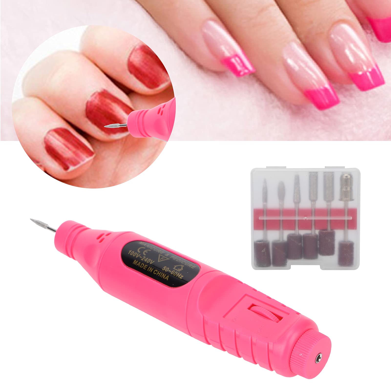 SBM MART Professional Electric Nail File Set - Low Noise Adjustable Speed Nail Drill Machine with Matte Finish for Home & Salon Use | Durable Manicure Pedicure Kit for Acrylic Gel Nails (Rose Red) - Perfect for DIY Nail Art, Salon Treatments & At-Home Grooming