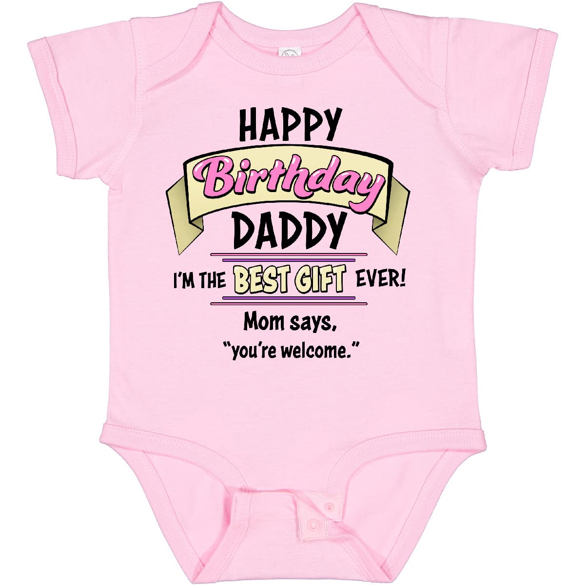 Inktastic Happy Birthday Daddy Baby Bodysuit - Pink Cute Infant Onesie for Birthday Celebrations, Family Photos & Special Occasions